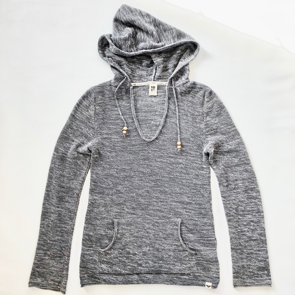 Roxy knit hoodie; marl gray